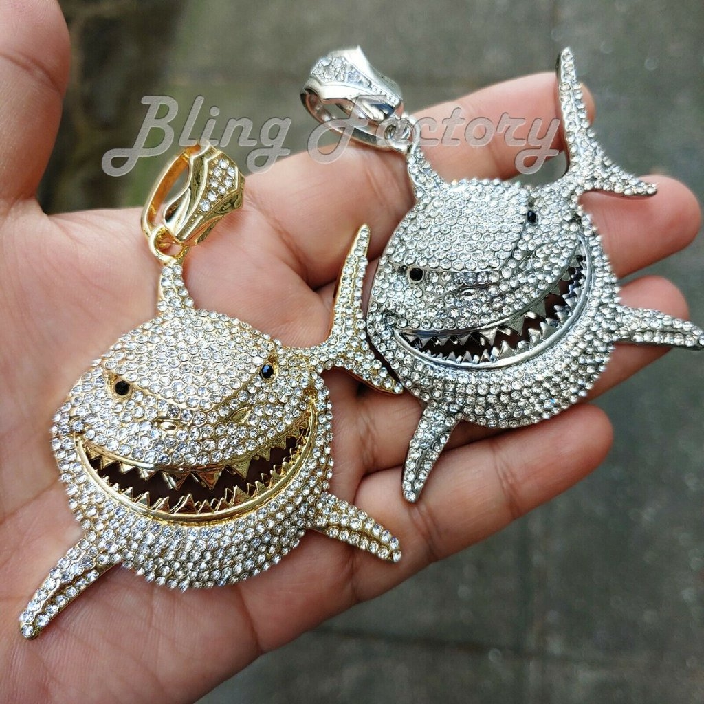 Hip Hop 6ix9ine Large Shark Bling Charm Pendant
